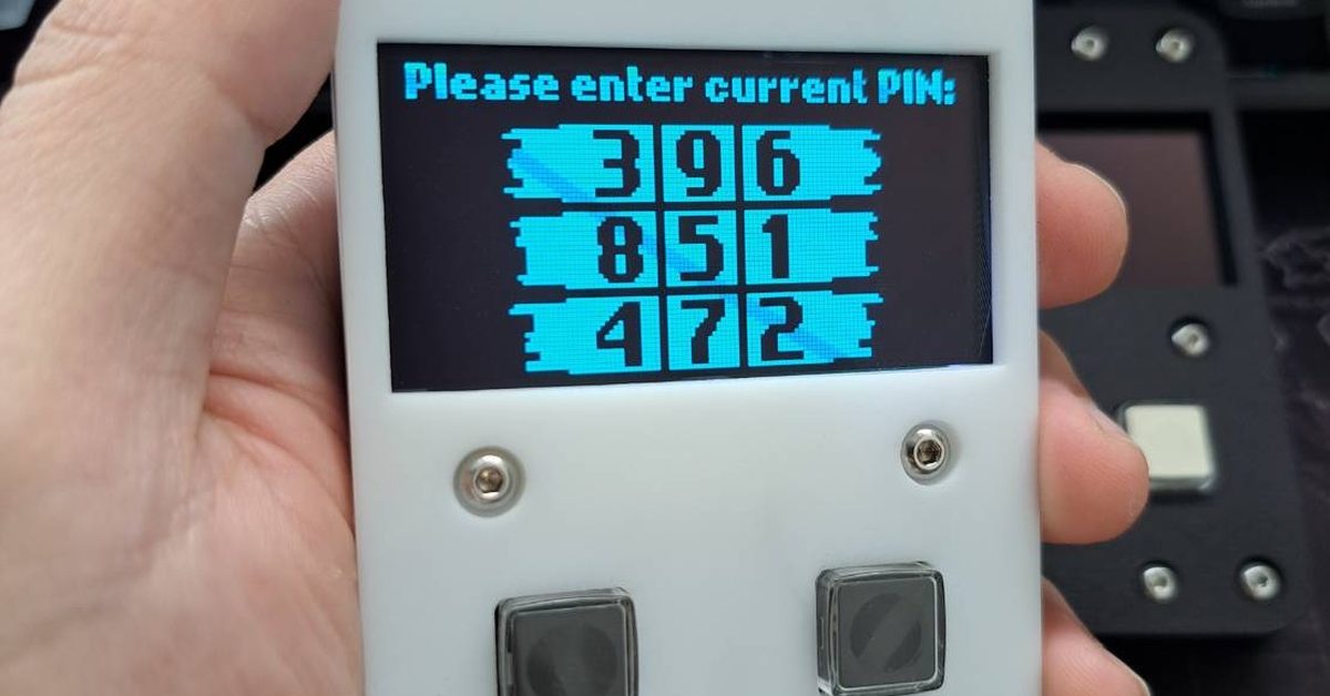 The PHYLAX prototype asking for a PIN over USB-C